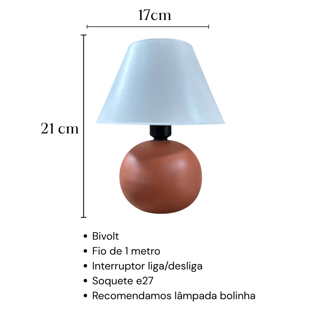Abajur de Cerâmica Bolinha Compacto 20,5 cm — detalhe 5