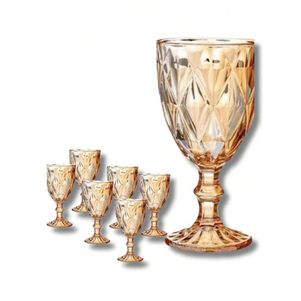 Jogo de Taças de Vinho Diamond NOXHome | Vidro Colorido 340ml – Kit 6 Peças