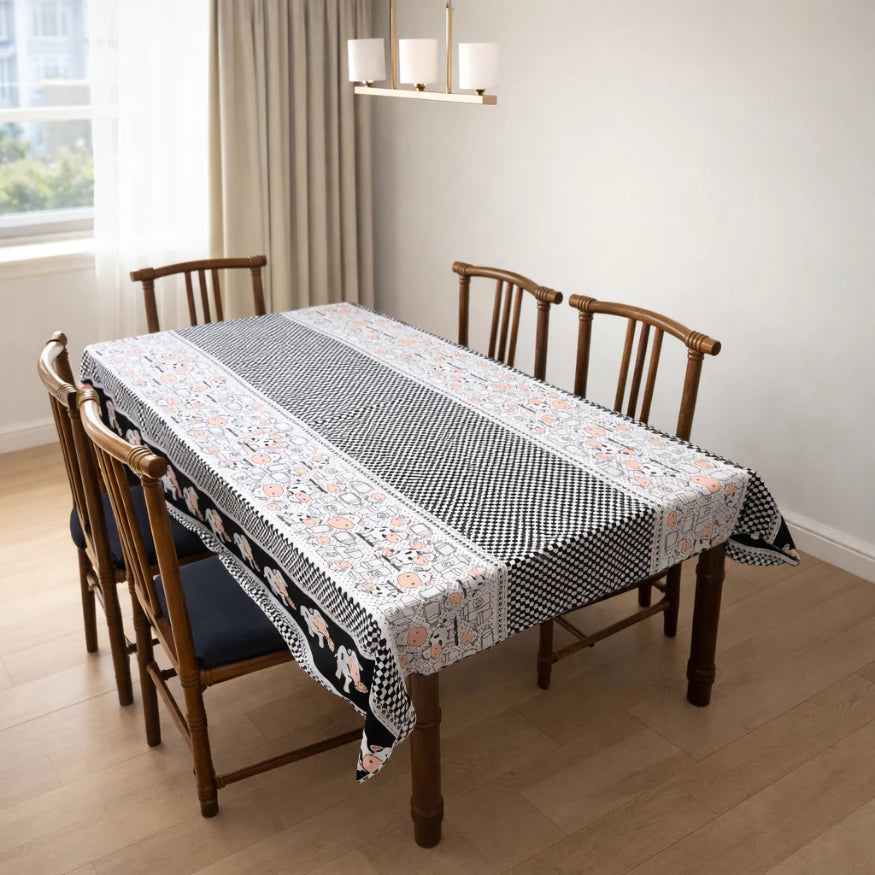 Toalha de Mesa Retangular NOXHome | Tecido Oxford 6 Lugares 2,00x1,40m – Fácil de Limpar