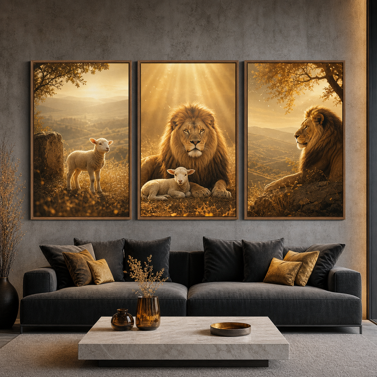 Leão e Cordeiro Luz Divina - ambiente decorado NOXHome