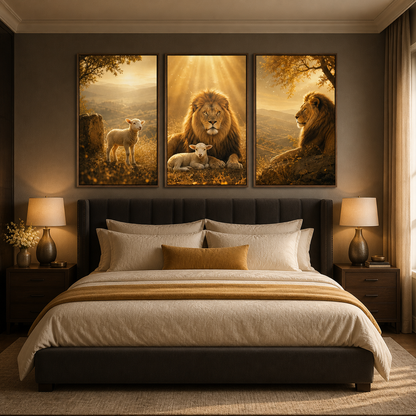 Leão e Cordeiro Luz Divina - ambiente decorado NOXHome