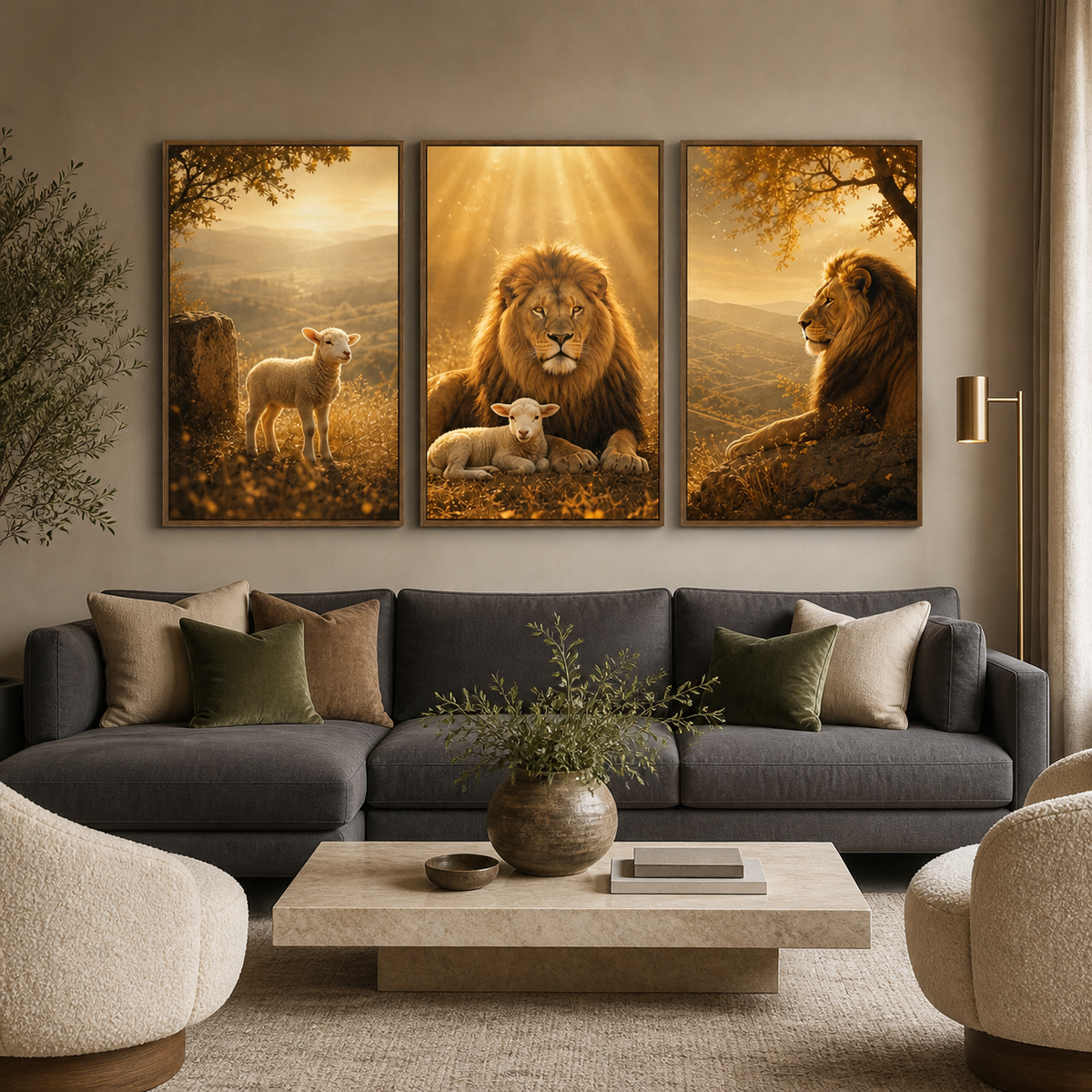 Leão e Cordeiro Luz Divina - ambiente decorado NOXHome