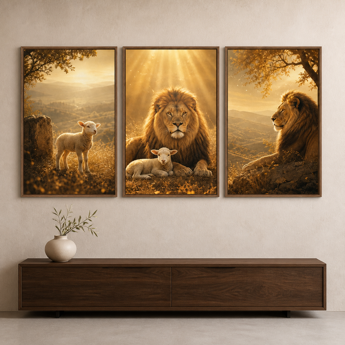 Leão e Cordeiro Luz Divina - ambiente decorado NOXHome