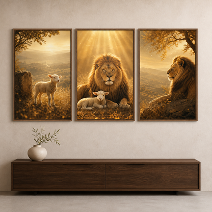 Leão e Cordeiro Luz Divina - ambiente decorado NOXHome