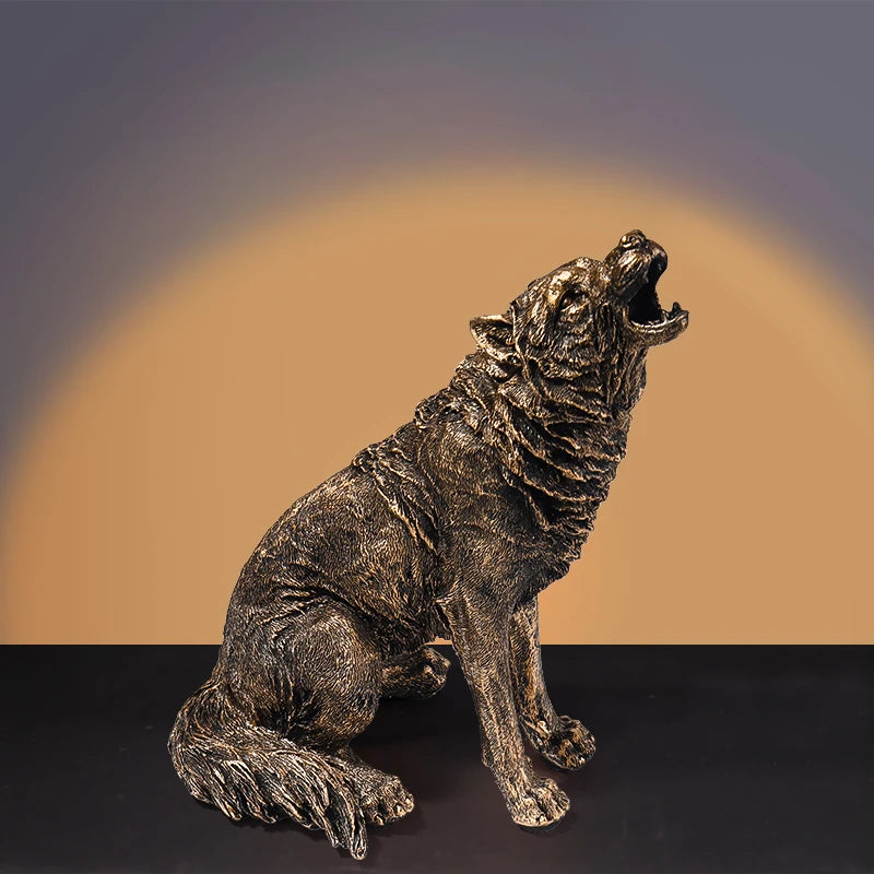 Escultura Lobo Rugido Resina Europeia NOXHome