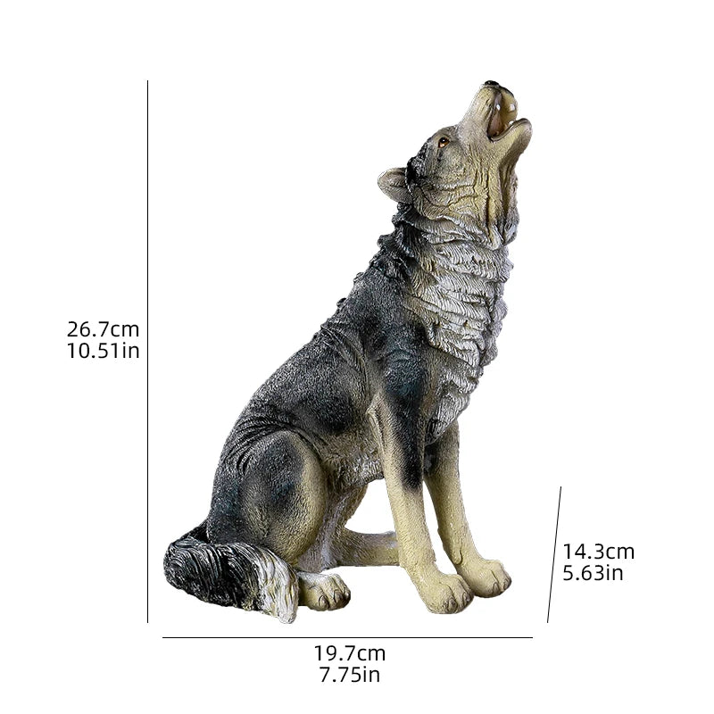 Escultura Lobo Rugido Resina Europeia NOXHome