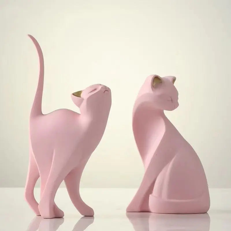 Escultura Gato Resina Fosca Detalhe Decorativo NOXHome