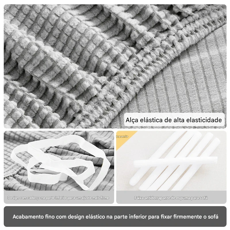 Capa de Sofá Jacquard Leve NOXHome | 100% Poliéster Elástica Para 1 a 5 Lugares – Primavera e Verão