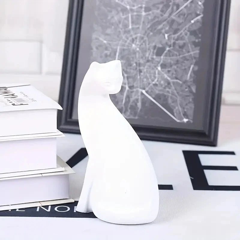 Escultura Gato Resina Fosca Detalhe Decorativo NOXHome