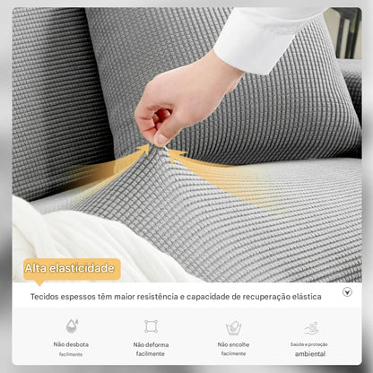 Capa de Sofá Jacquard Leve NOXHome | 100% Poliéster Elástica Para 1 a 5 Lugares – Primavera e Verão