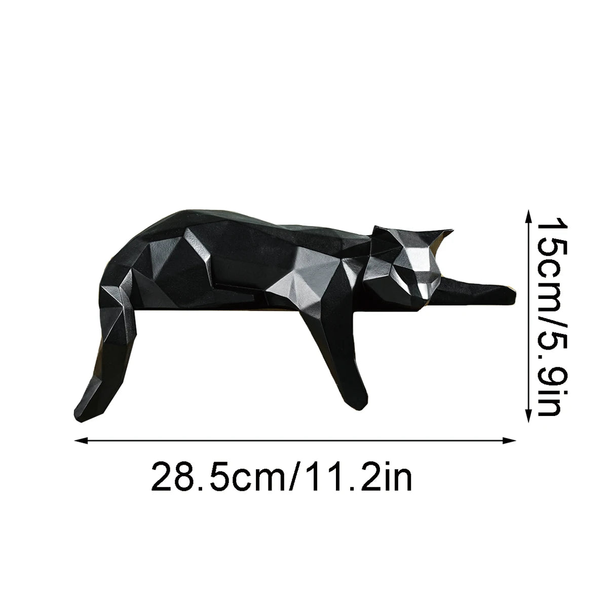 Gato Geométrico Deitado Resina NOXHome