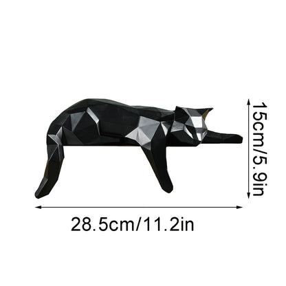Gato Geométrico Deitado Resina NOXHome