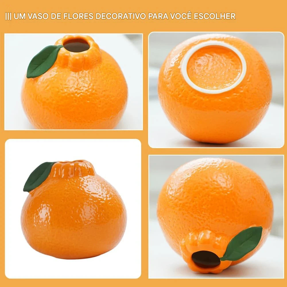 Vaso Cerâmico Laranja Fruta NOXHome