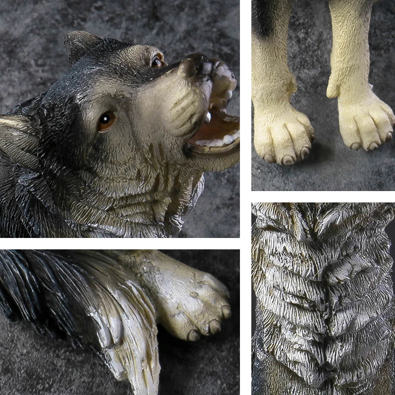 Escultura Lobo Rugido Resina Europeia NOXHome