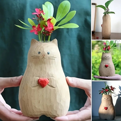 Gato Vaso Madeira Maciça NOXHome