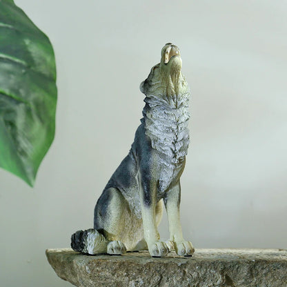 Escultura Lobo Rugido Resina Europeia NOXHome