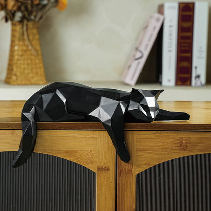 Gato Geométrico Deitado Resina NOXHome