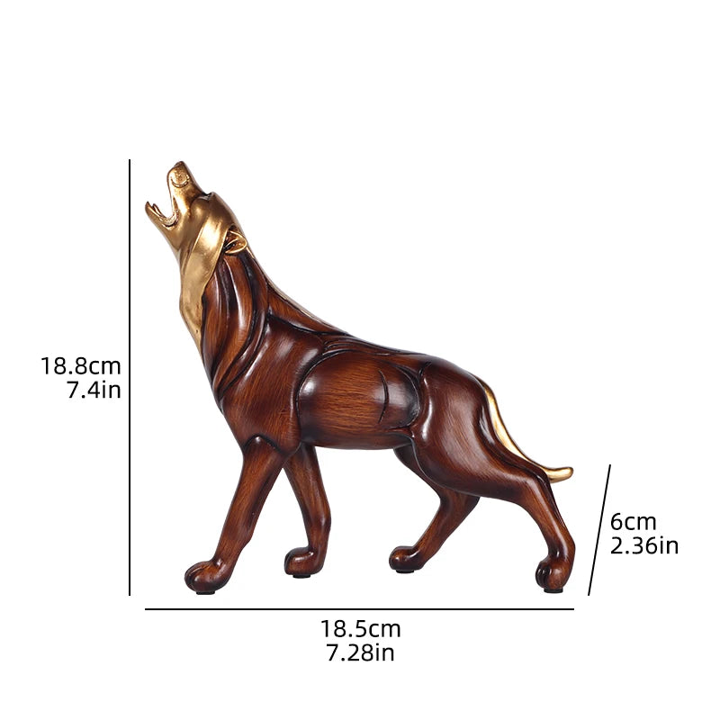 Escultura Lobo Uivando Resina Madeira NOXHome