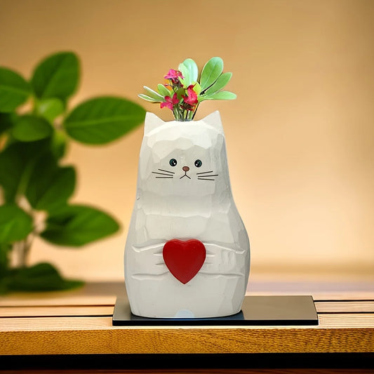 Gato Vaso Madeira Maciça NOXHome
