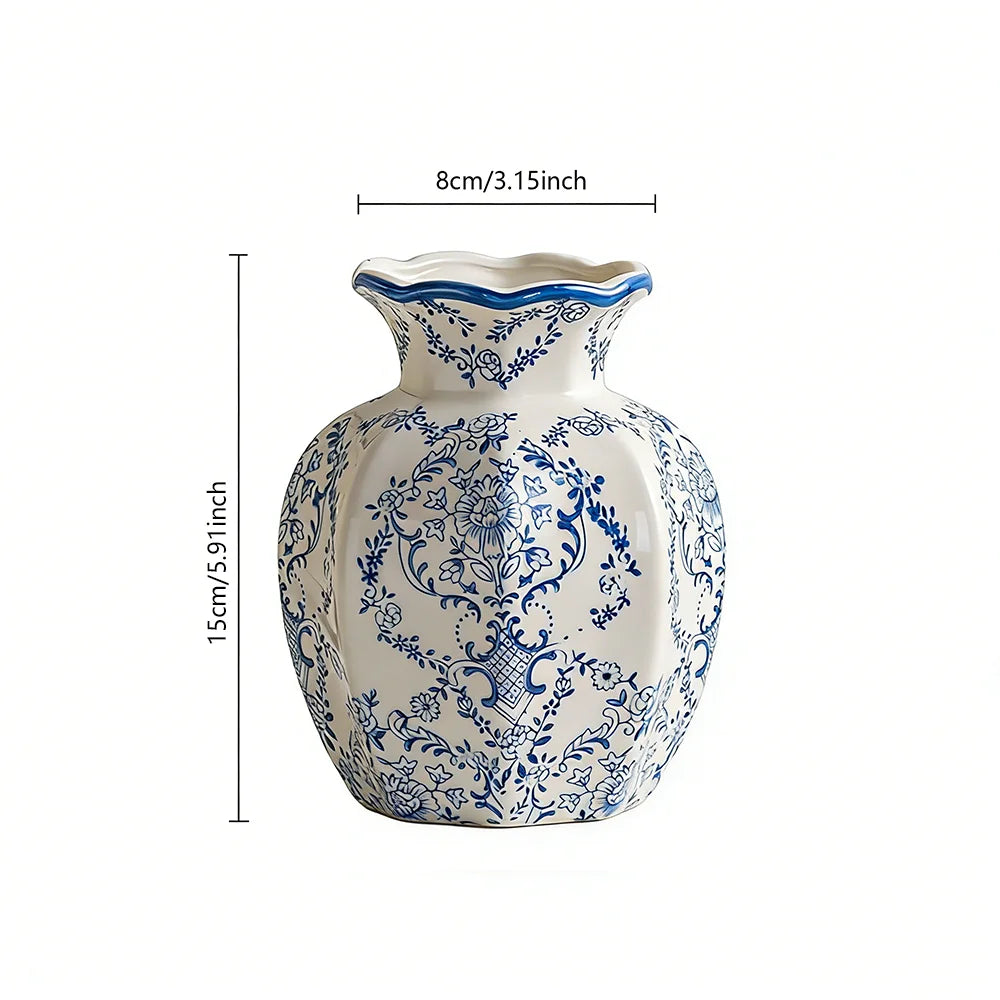 Vaso Cerâmica Azul Branco NOXHome