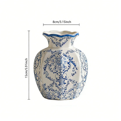 Vaso Cerâmica Azul Branco NOXHome