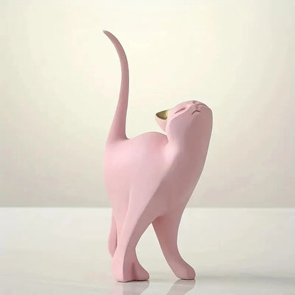 Escultura Gato Resina Fosca Detalhe Decorativo NOXHome