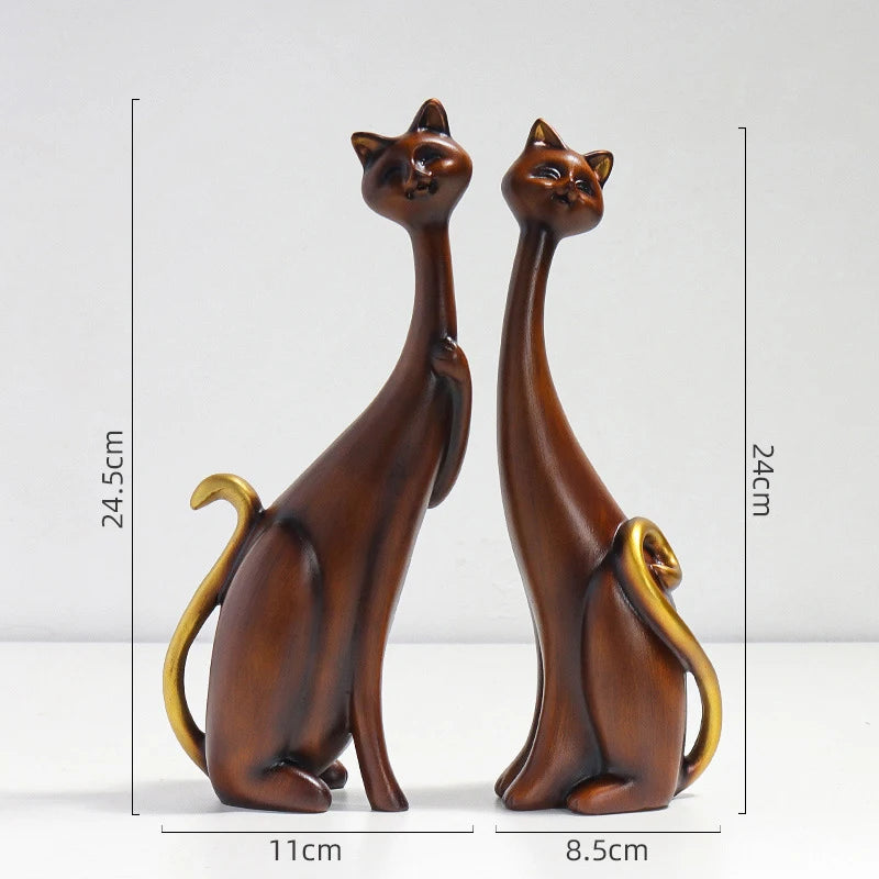 Casal Gatos Resina Abstrato Nórdico NOXHome