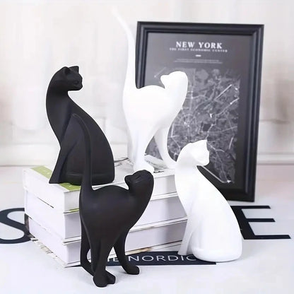 Escultura Gato Resina Fosca Detalhe Decorativo NOXHome