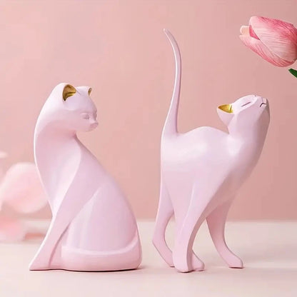 Escultura Gato Resina Fosca Detalhe Decorativo NOXHome