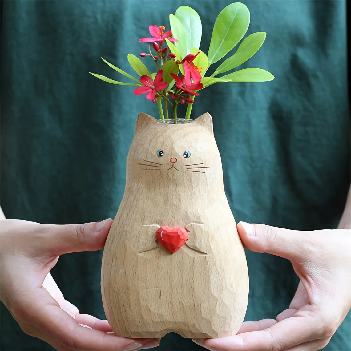Gato Vaso Madeira Maciça NOXHome