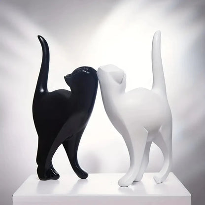 Escultura Gato Resina Fosca Detalhe Decorativo NOXHome