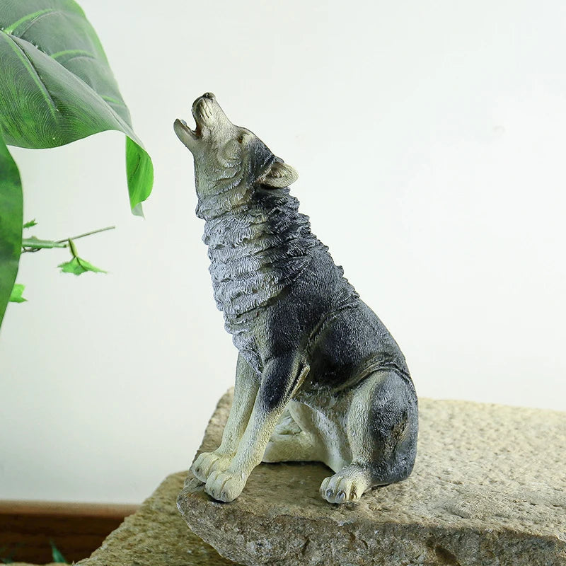 Escultura Lobo Rugido Resina Europeia NOXHome