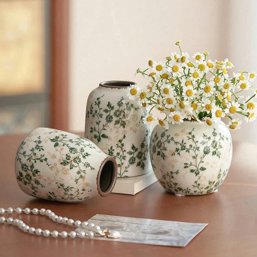 Vaso Craquelê Gelo Cerâmica 3pç NOXHome
