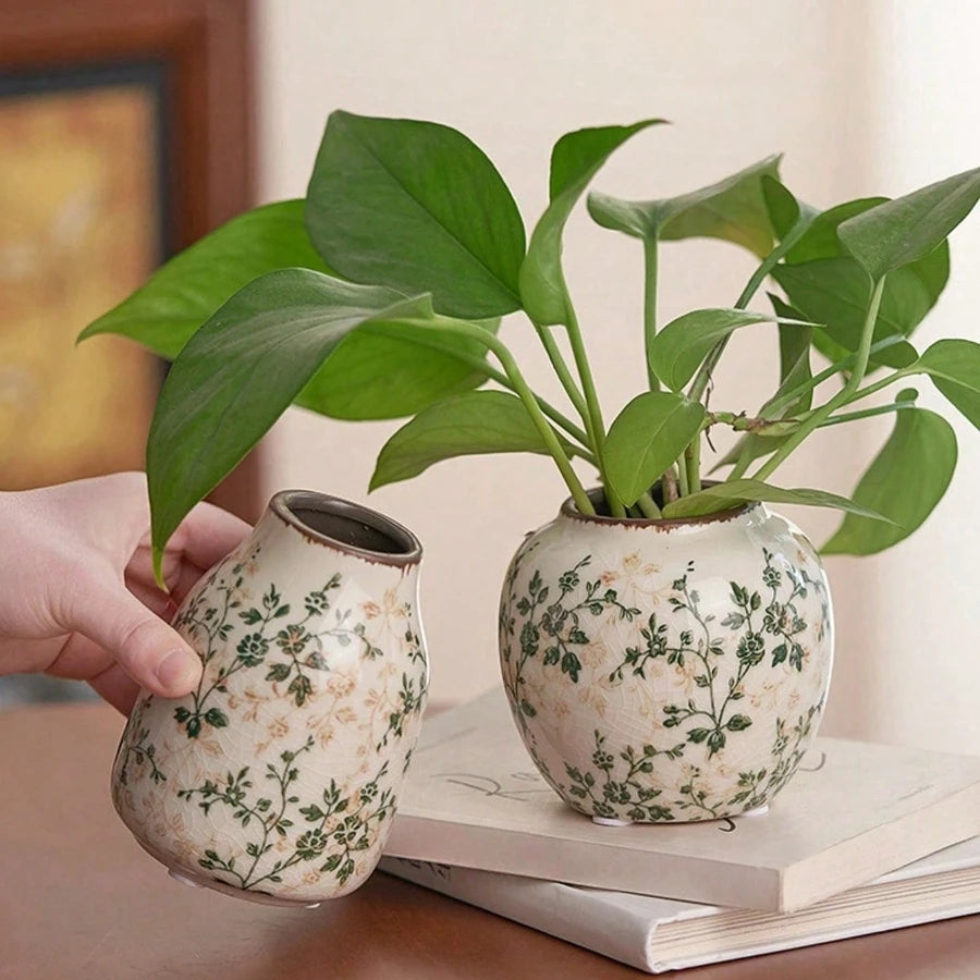 Vaso Craquelê Gelo Cerâmica 3pç NOXHome