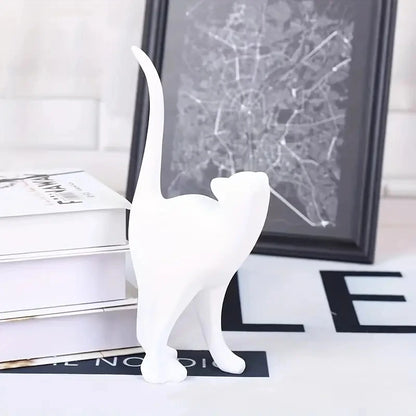Escultura Gato Resina Fosca Detalhe Decorativo NOXHome