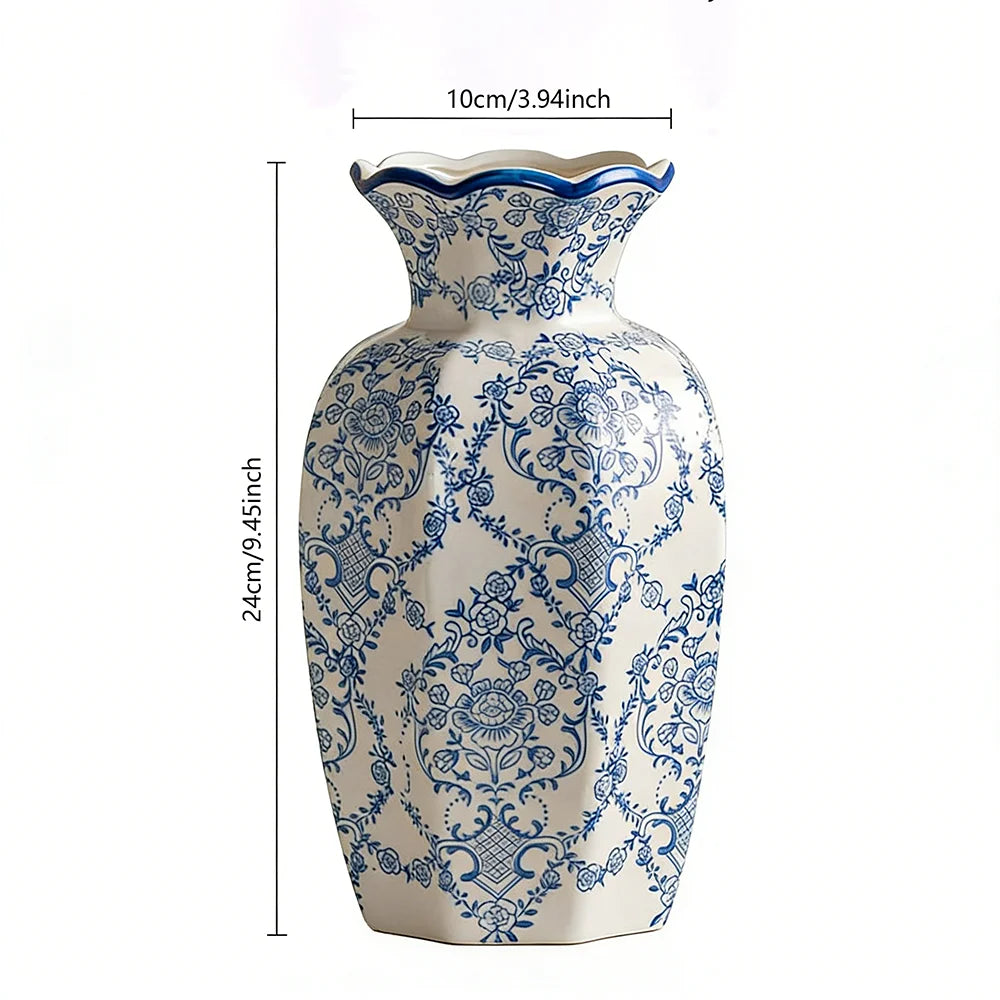 Vaso Cerâmica Azul Branco NOXHome