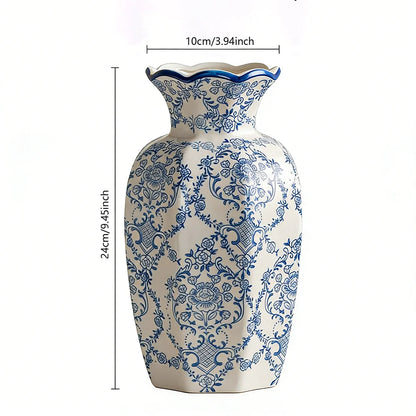 Vaso Cerâmica Azul Branco NOXHome