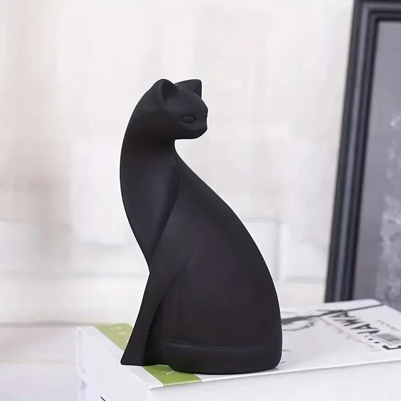 Escultura Gato Resina Fosca Detalhe Decorativo NOXHome