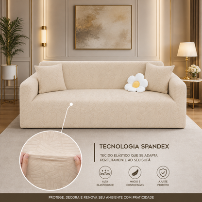 Capa de Sofá Spandex Estampada com Fixadores 2 3 e 4 Lugares NOXHome