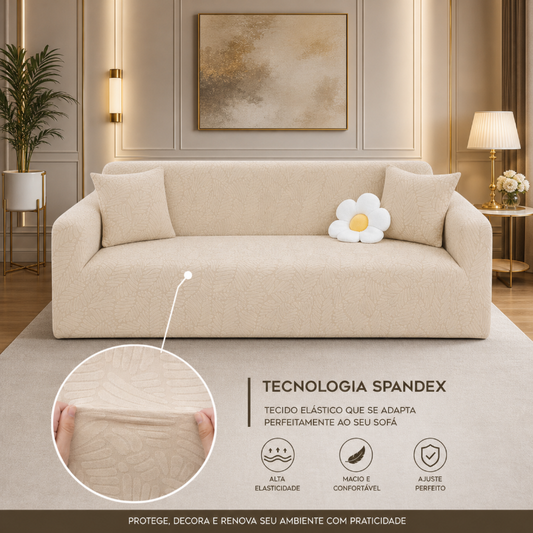 Capa de Sofá Spandex Estampada com Fixadores 2 3 e 4 Lugares NOXHome