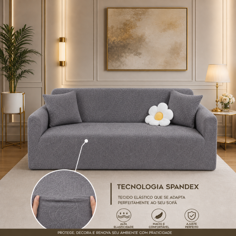 Capa de Sofá Spandex Estampada com Fixadores 2 3 e 4 Lugares NOXHome