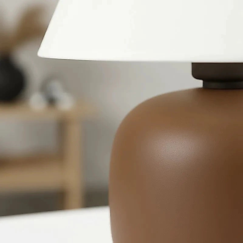 Abajur de Cerâmica Oval 23 cm Tons Terrosos — detalhe 4