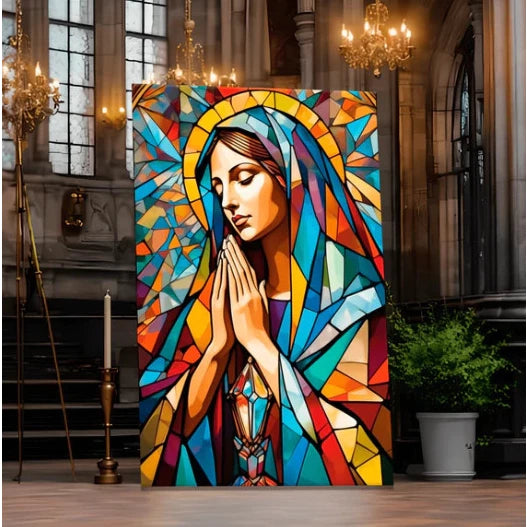 Quadro Decorativo Nossa Senhora Aparecida Vitral NOXHome | Impressão 4K MDF Premium – Mosaico Colorido