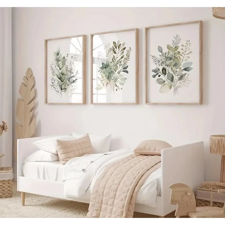 Trio Quadros Decorativos Botânico Verde Sala e Quarto NOXHome
