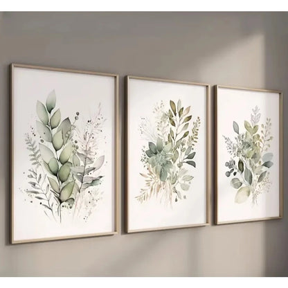 Trio Quadros Decorativos Botânico Verde Sala e Quarto NOXHome