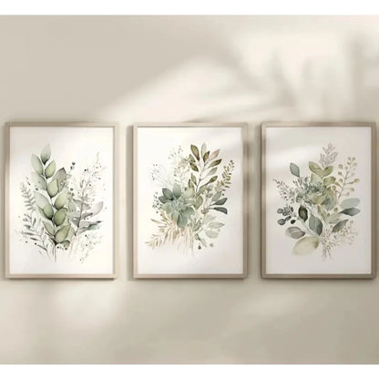 Trio Quadros Decorativos Botânico Verde Sala e Quarto NOXHome