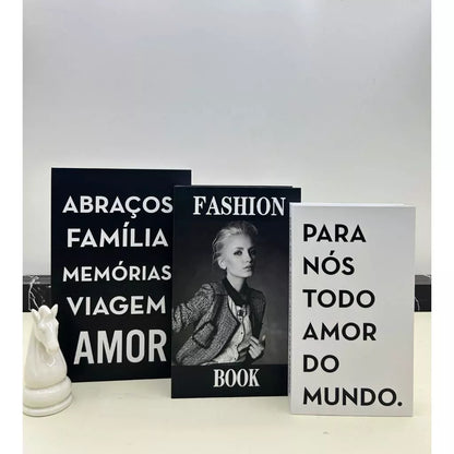 Livros Decorativos NOXHome | Conjunto Organizador Decorativo com 3 Peças