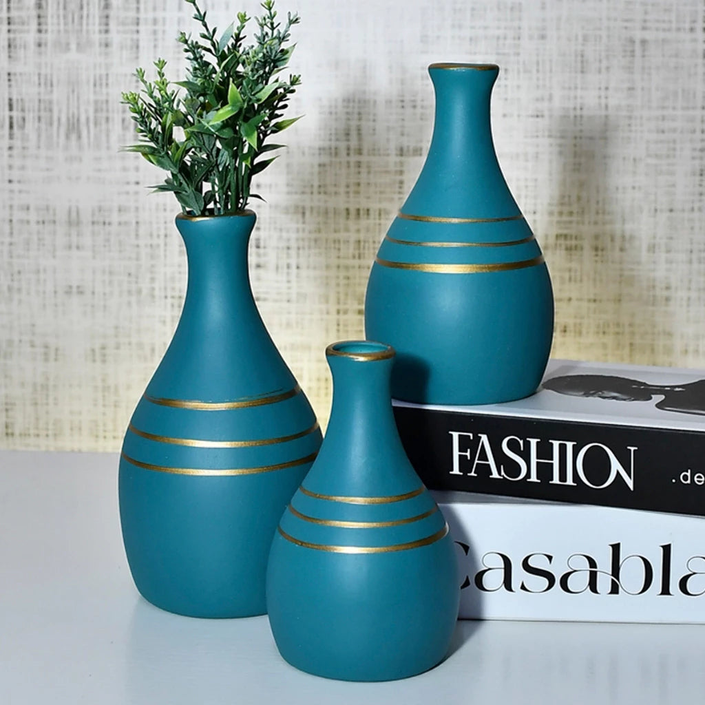 Kit Trio de Jarros Decorativos NOXHome | Cerâmica Artesanal Fosco – Sala, Rack e Aparador