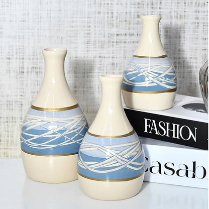 Kit Trio de Jarros Decorativos NOXHome | Cerâmica Artesanal Fosco – Sala, Rack e Aparador