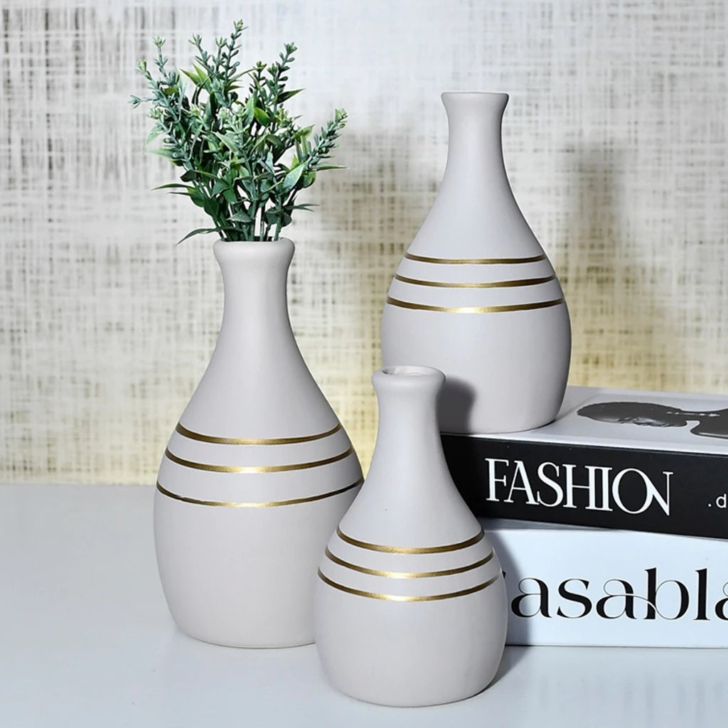 Kit Trio de Jarros Decorativos NOXHome | Cerâmica Artesanal Fosco – Sala, Rack e Aparador